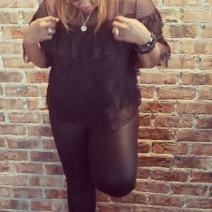 Black Lace Tiered Blouse